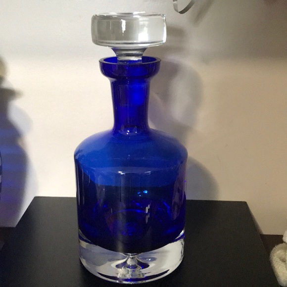 ❌SOLD❌ Krosno Poland Cobalt Blue Bubble Decanter - Picture 7 of 10